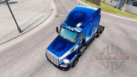 Pele Azul Leão de Transporte no trator Peterbilt para American Truck Simulator
