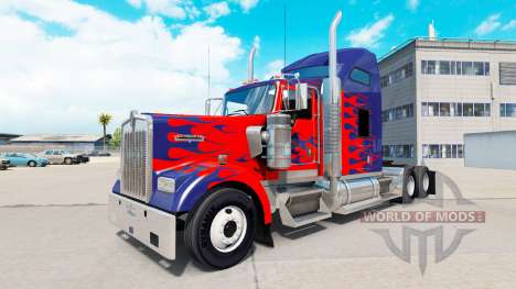 A pele por Optimus Prime caminhão Kenworth W900 para American Truck Simulator