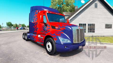 Optimus Prime skin para o caminhão Peterbilt para American Truck Simulator