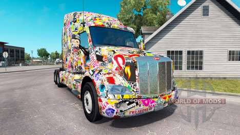 Sticker Bomb pele para o caminhão Peterbilt para American Truck Simulator
