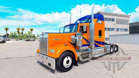 Скин Azul Listras em Laranja на Kenworth W900 para American Truck Simulator