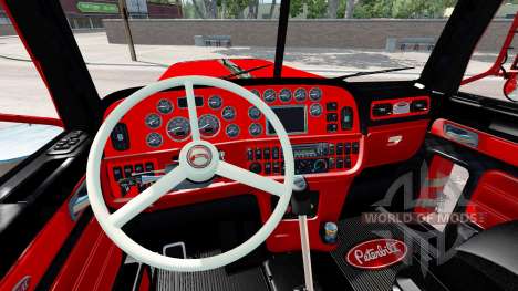 O interior é Vermelho e Preto Peterbilt 389 para American Truck Simulator