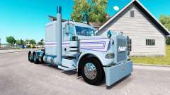 A pele Azul-branco listras para o caminhão Peterbilt 389 para American Truck Simulator