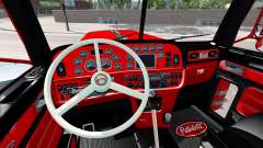 O interior é Vermelho e Preto Peterbilt 389 para American Truck Simulator