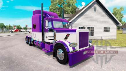 A pele cor de Malva e Branco para o caminhão Peterbilt 389 para American Truck Simulator