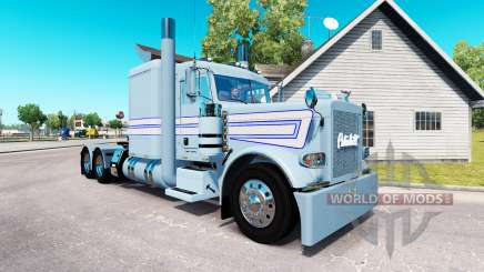 A pele Azul-branco listras para o caminhão Peterbilt 389 para American Truck Simulator
