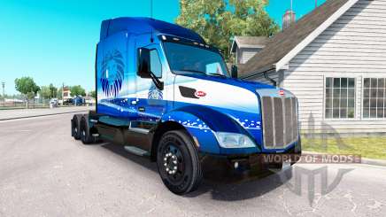 Pele Azul Leão de Transporte no trator Peterbilt para American Truck Simulator