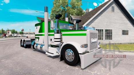 Pele Branca-verde metálico para o caminhão Peter para American Truck Simulator