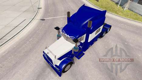 A pele Azul e Branco para o caminhão Peterbilt 3 para American Truck Simulator