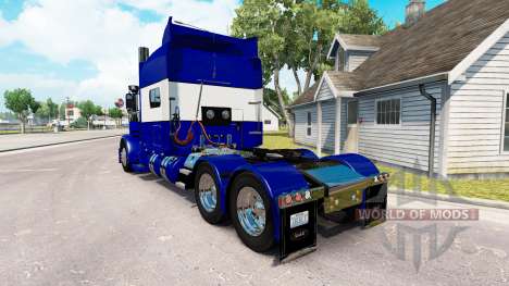 A pele Azul e Branco para o caminhão Peterbilt 3 para American Truck Simulator