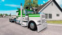 Pele Branca-verde metálico para o caminhão Peterbilt 389 para American Truck Simulator