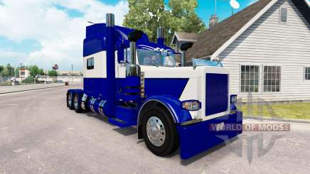 A pele Azul e Branco para o caminhão Peterbilt 389 para American Truck Simulator