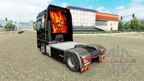 A pele do Crânio em chamas em cima de um trator  para Euro Truck Simulator 2