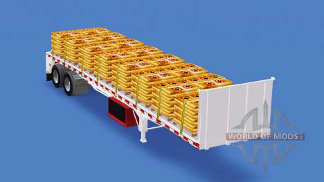 Semi-reboque-plataforma com diferentes cargas de para American Truck Simulator