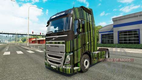 Listras verdes pele para a Volvo caminhões para Euro Truck Simulator 2
