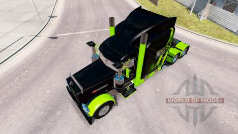 Pele Monster Energy Verde no caminhão Peterbilt  para American Truck Simulator