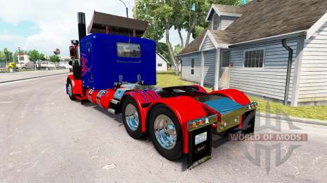 Optimus Prime skin para o caminhão Peterbilt 389 para American Truck Simulator