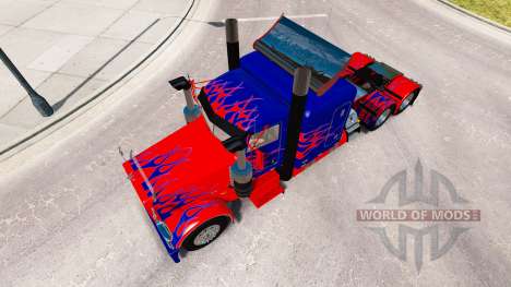 Optimus Prime skin para o caminhão Peterbilt 389 para American Truck Simulator