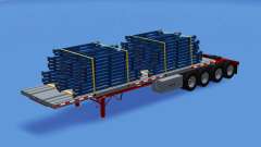 O semi-reboque de plataforma com a carga para American Truck Simulator