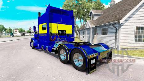 A pele Azul-amarelo para o caminhão Peterbilt 38 para American Truck Simulator