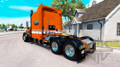 Скин Laranja com Listras Brancas на Peterbilt 38 para American Truck Simulator