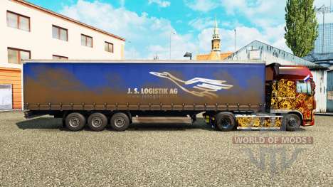 Pele J. S. Logistik AG em uma cortina semi-reboq para Euro Truck Simulator 2