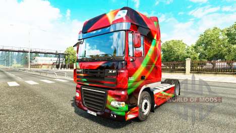 Vermelho com a pele do Efeito de caminhões DAF para Euro Truck Simulator 2