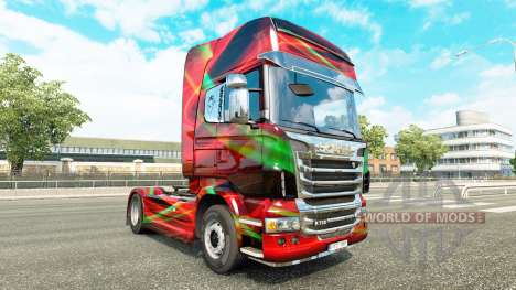 Vermelho Efeito de pele para o Scania truck para Euro Truck Simulator 2
