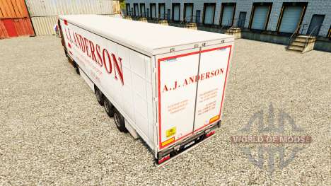 Pele A. J. Anderson em uma cortina semi-reboque para Euro Truck Simulator 2