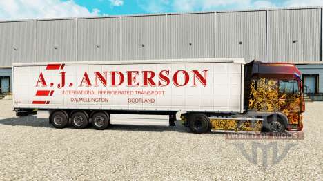 Pele A. J. Anderson em uma cortina semi-reboque para Euro Truck Simulator 2