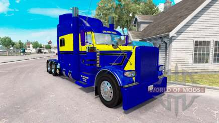 A pele Azul-amarelo para o caminhão Peterbilt 389 para American Truck Simulator