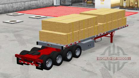 Quatro eixos do semi-reboque de plataforma com a para American Truck Simulator