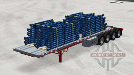 Quatro eixos do semi-reboque de plataforma com a carga para American Truck Simulator