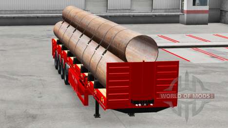 Semi-reboque-plataforma com tubos para American Truck Simulator