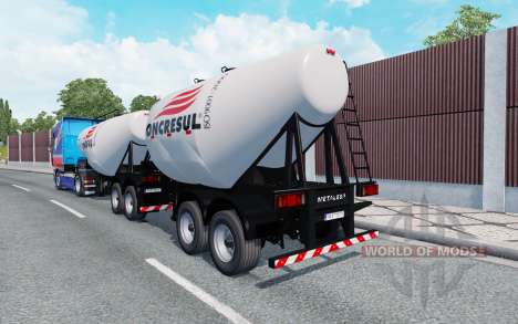 Duplo semi-reboque-caminhão de cimento para Euro Truck Simulator 2