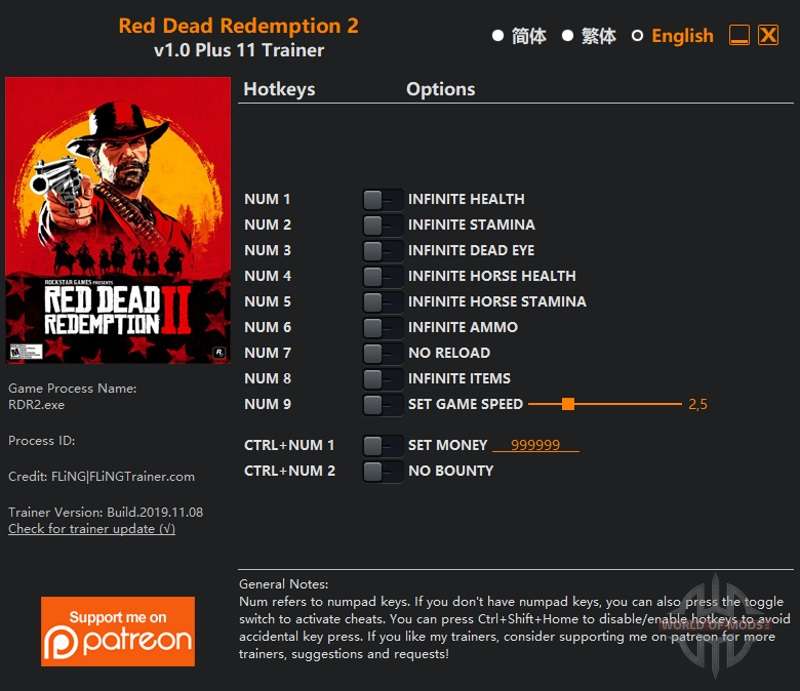 Red Dead Redemption 2 Treinador