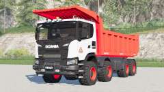 Scania G 370 XT 8x8 dump truck 2017〡red versão para Farming Simulator 2017