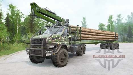Caminhão de madeira Ural Next com manipulador para Spintires MudRunner